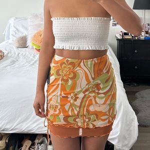 Layered mesh mini skirt